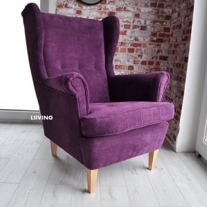 fioletowy fotel uszak
