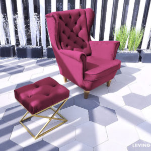 fotel w kolorze burgund