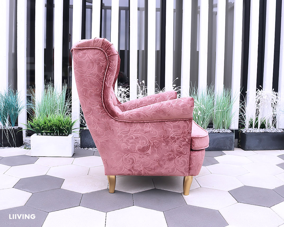 fotel w różowej tkaninie 3d
