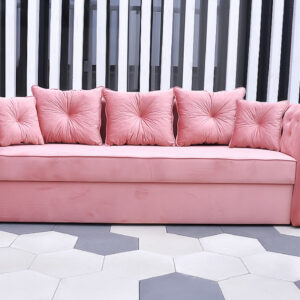 Kanapa Chester z funkcją spania - styl GLAMOUR kolor blush - piękny róż