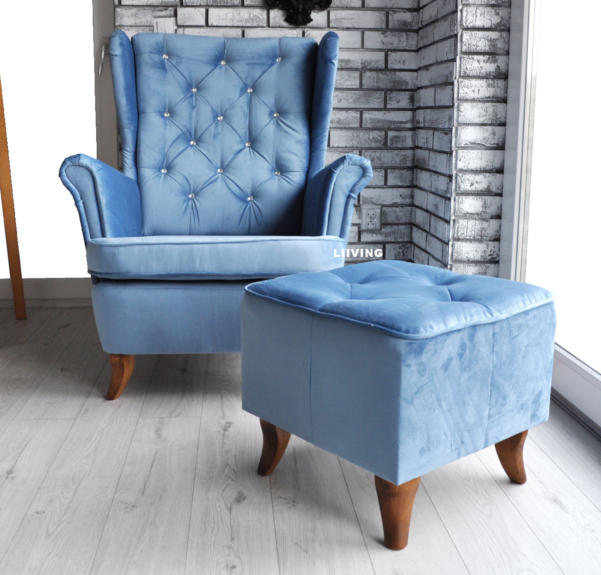 Fotel uszak w kolorze blue + brylanciki