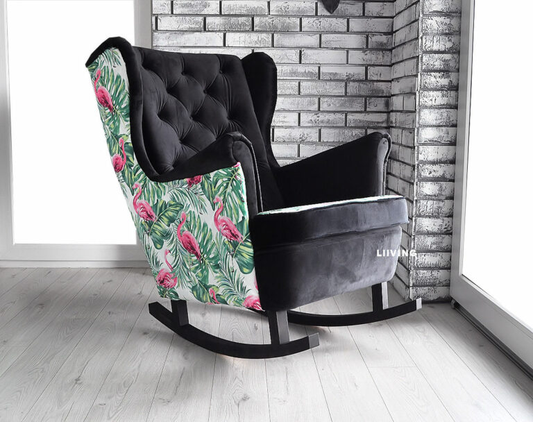 Fotel uszak bujany w pięknych flamingach