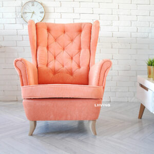Fotel uszak w tkaninie welur kolor Peach