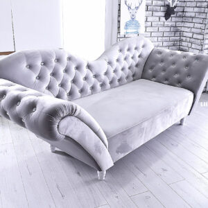 Sofa 3-Osobowa Szezlong w kolorze silver + brylanty