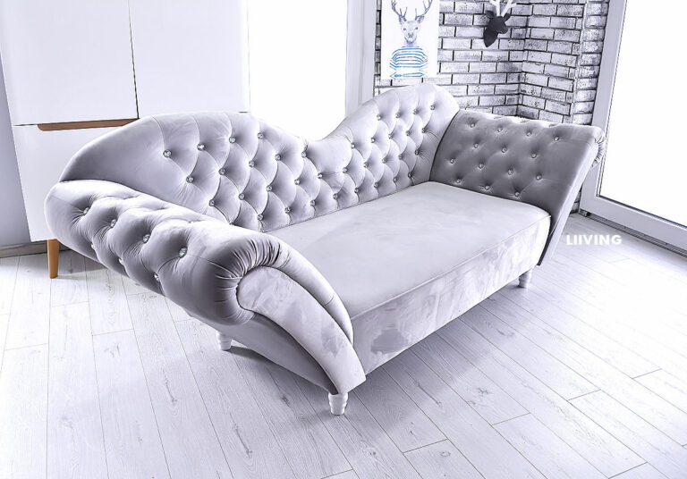 Sofa 3-Osobowa Szezlong w kolorze silver + brylanty