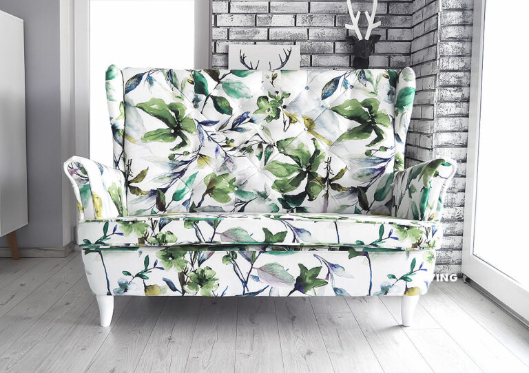 Sofa 2 osobowa w Cheremcha zielona – piękne liście