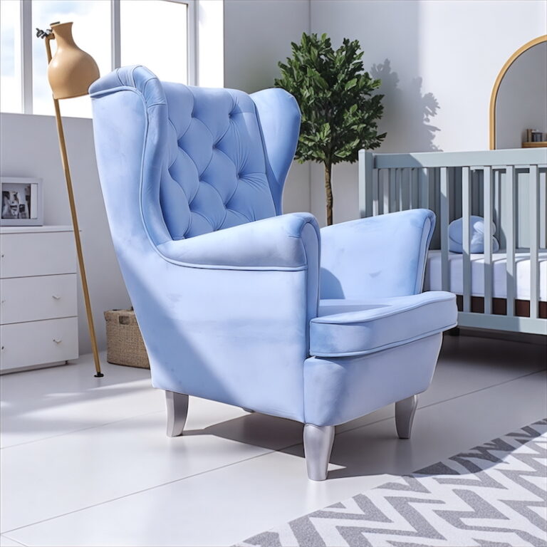 Fotel uszak w kolorze baby blue – super soft color