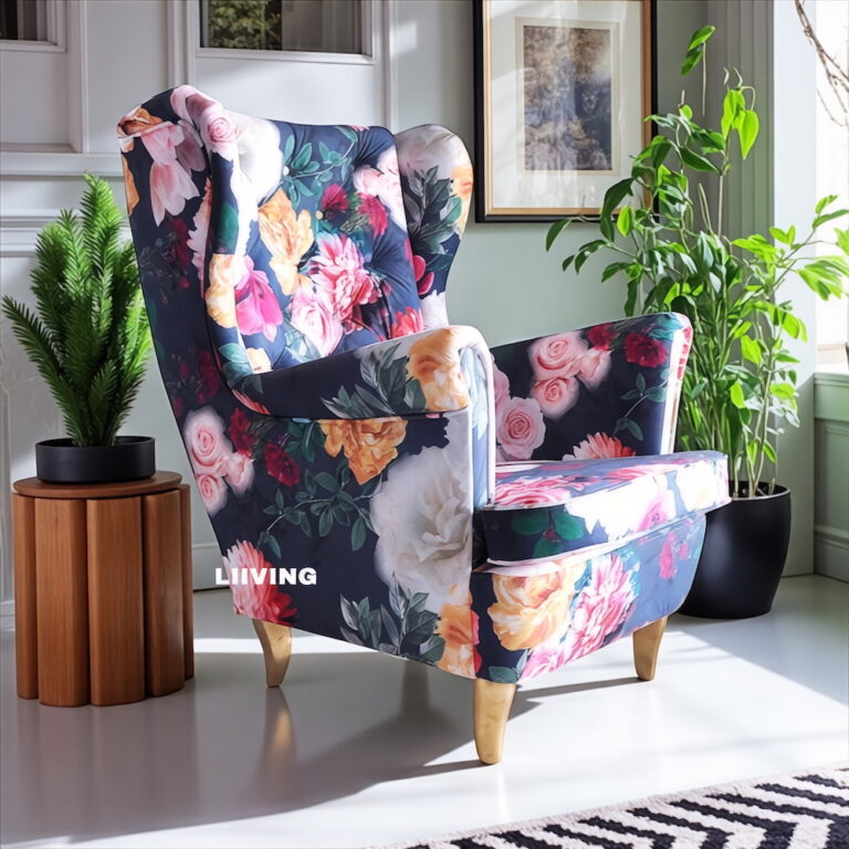 Fotel uszak w pięknych i eleganckich różach