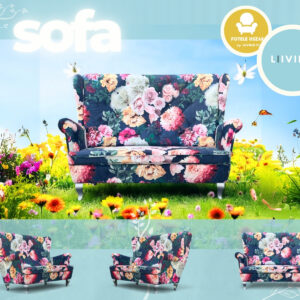 Sofa 2 osobowa uszak w pięknych kwiatach