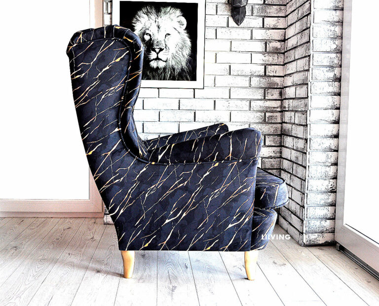 Fotel uszak marmur Palony – elegancki design i wygląd