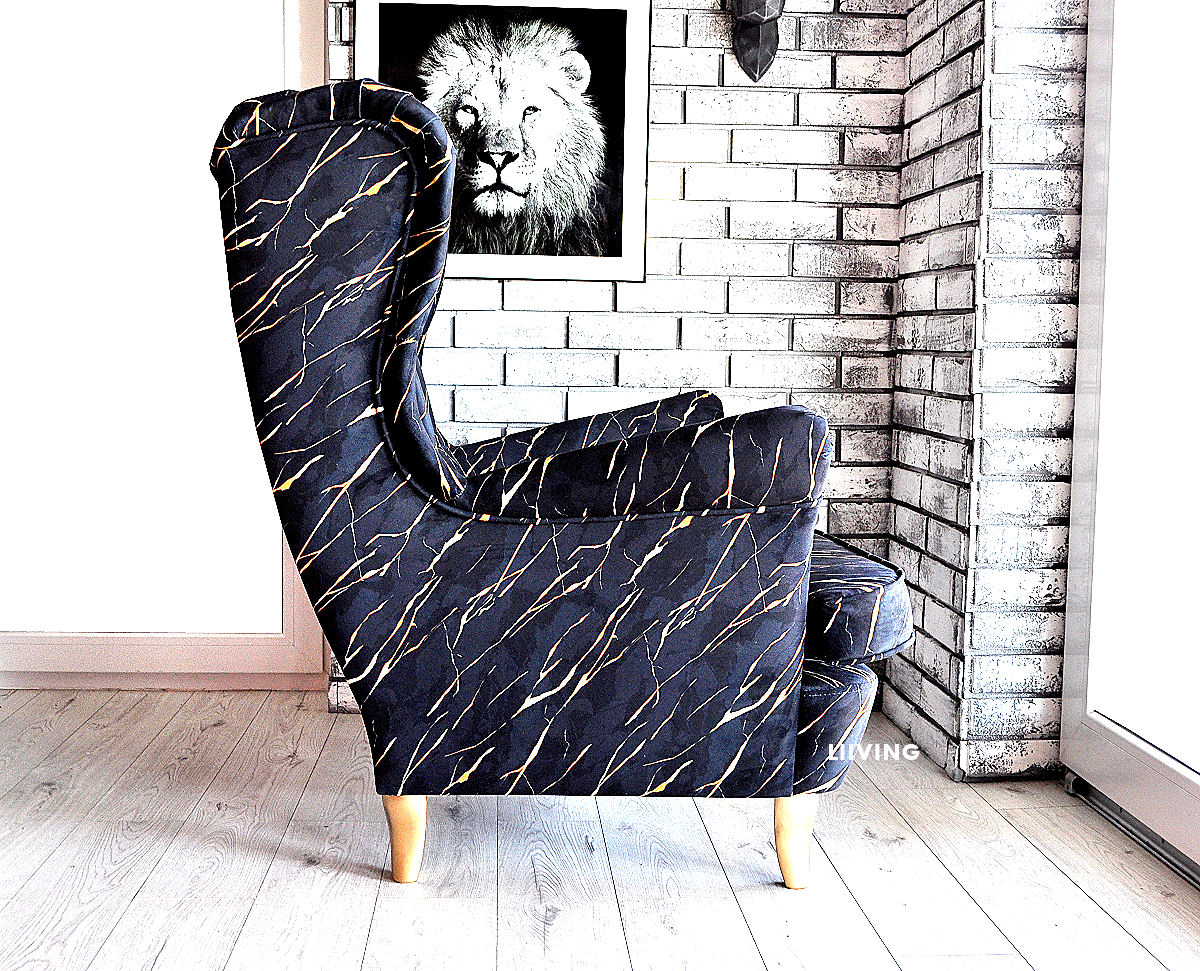 Fotel uszak marmur Palony – elegancki design i wygląd