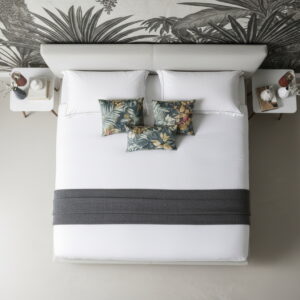 Łóżko 160x200 w tkaninie imitującą len