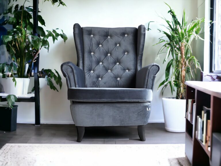 Fotel uszak w kolorze GRAFIT + brylanty