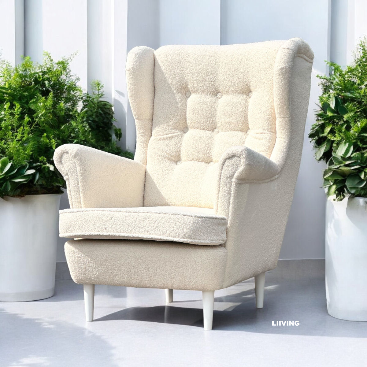 Fotel uszak w BOUCLE ECRU