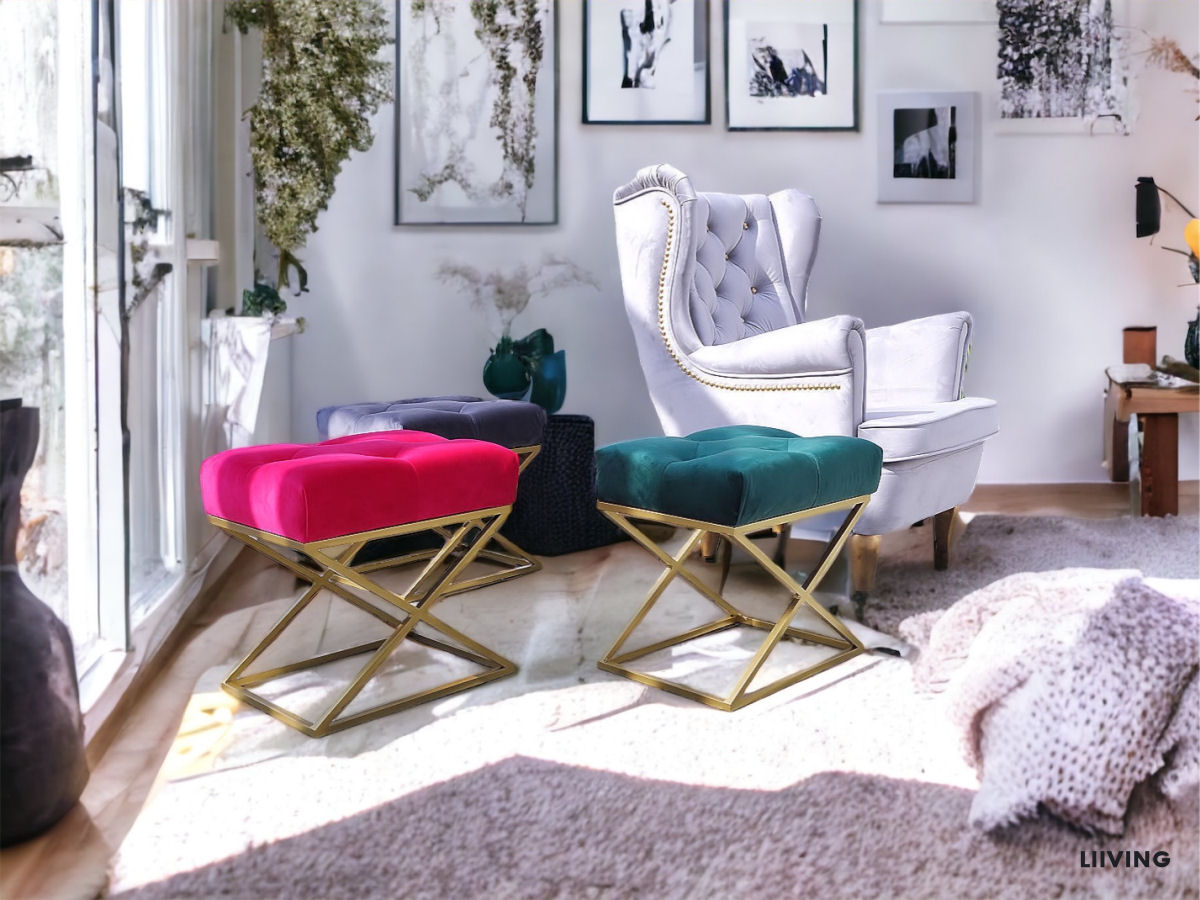 Fotel uszak w kolorze SILVER + złota pinezka + złote brylanty